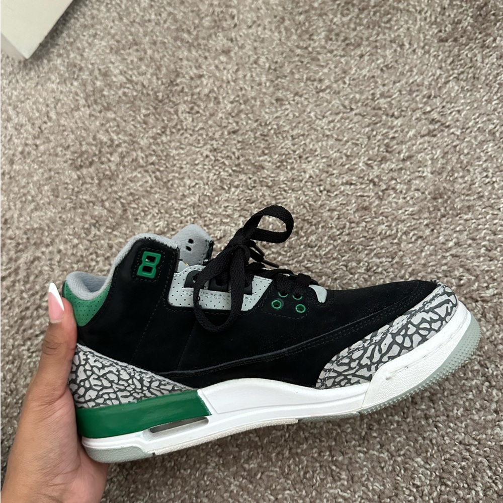 Jordan Black and Green Sneakers with Suede Upper